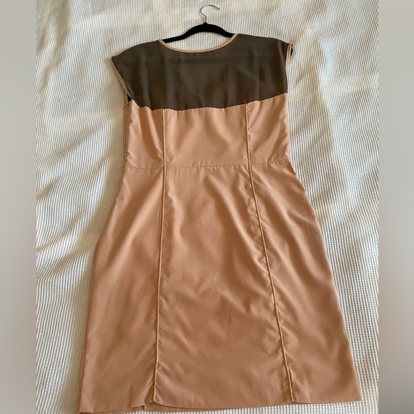 Peach and Dark Tan Fully lined Sheath Dress. Size M. - Picture 2 of 11